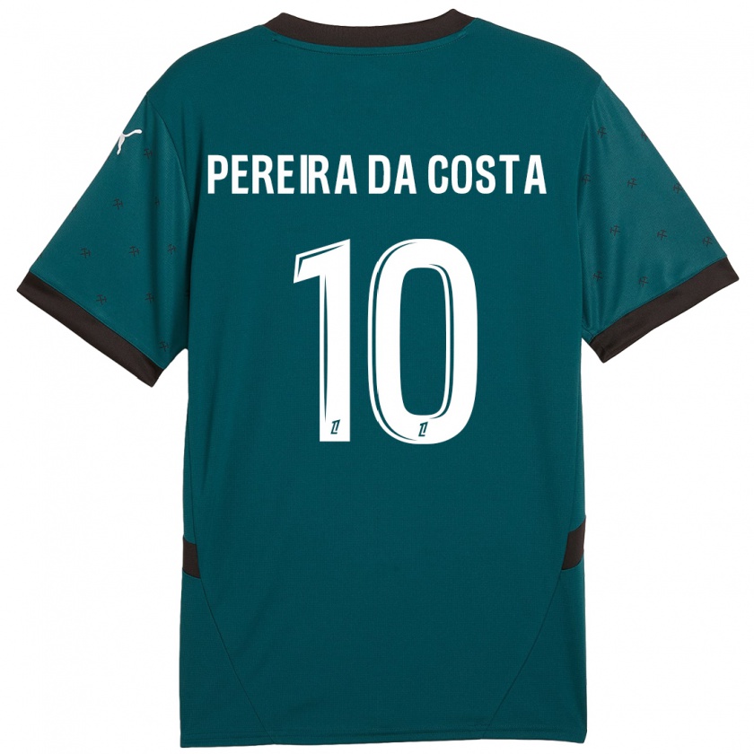 Kandiny Bambino Maglia David Pereira Da Costa #10 Verde Scuro Kit Gara Away 2024/25 Maglietta