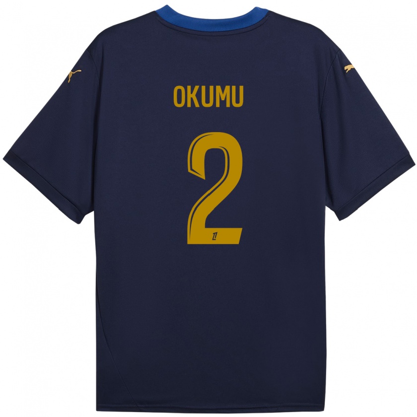 Kandiny Bambino Maglia Joseph Okumu #2 Blu Navy Kit Gara Away 2024/25 Maglietta