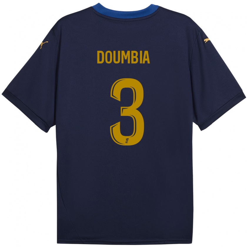 Kandiny Niño Camiseta Kamory Doumbia #3 Azul Marino Dorado 2ª Equipación 2024/25 La Camisa