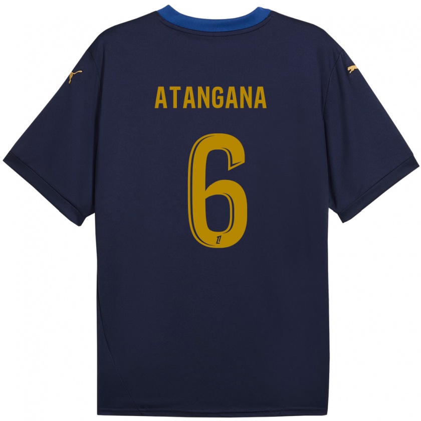 Kandiny Kinderen Valentin Atangana #6 Marineblauw Goud Uitshirt Uittenue 2024/25 T-Shirt België