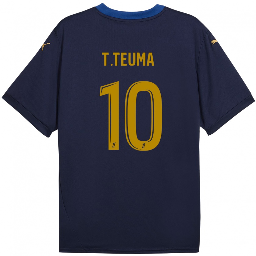 Kandiny Kinder Teddy Teuma #10 Marineblau Gold Auswärtstrikot Trikot 2024/25 T-Shirt Österreich