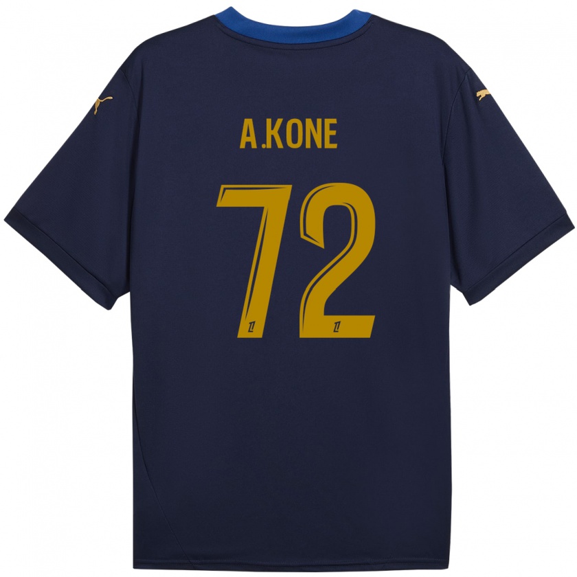 Kandiny Kinderen Amadou Koné #72 Marineblauw Goud Uitshirt Uittenue 2024/25 T-Shirt