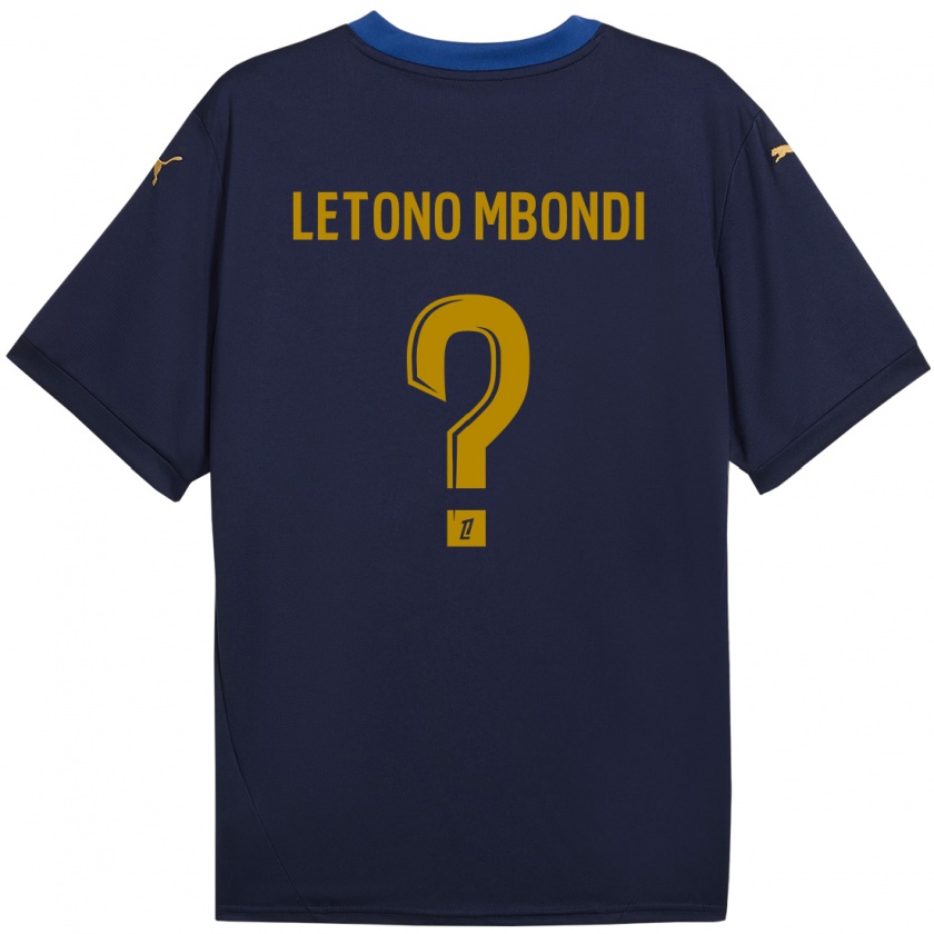 Kandiny Kinderen Christ-Emmanuel Letono Mbondi #0 Marineblauw Goud Uitshirt Uittenue 2024/25 T-Shirt België