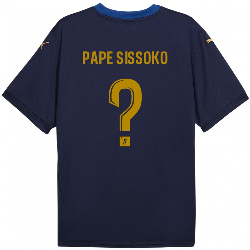 Kandiny Kinderen Niama Pape Sissoko #0 Marineblauw Goud Uitshirt Uittenue 2024/25 T-Shirt