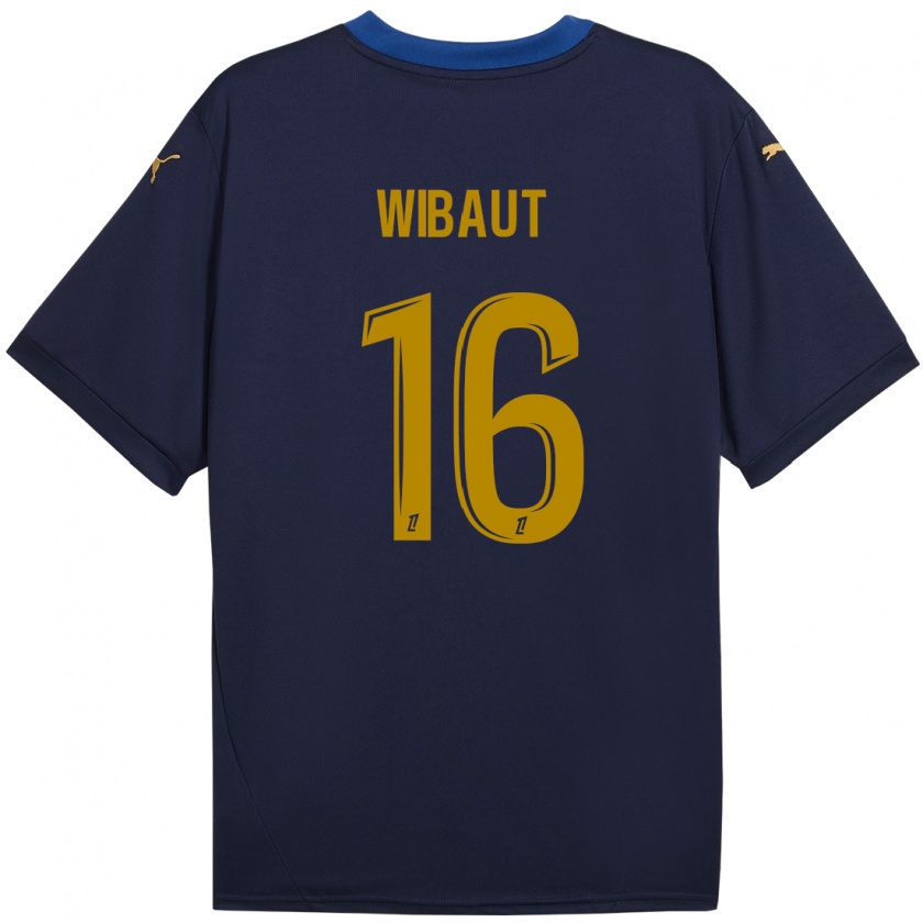 Kandiny Kinder Clara Wibaut #16 Marineblau Gold Auswärtstrikot Trikot 2024/25 T-Shirt Österreich