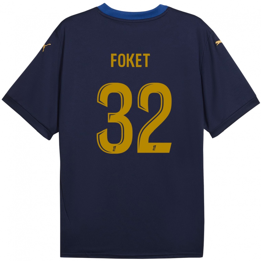 Kandiny Kinder Thomas Foket #32 Marineblau Gold Auswärtstrikot Trikot 2024/25 T-Shirt Österreich