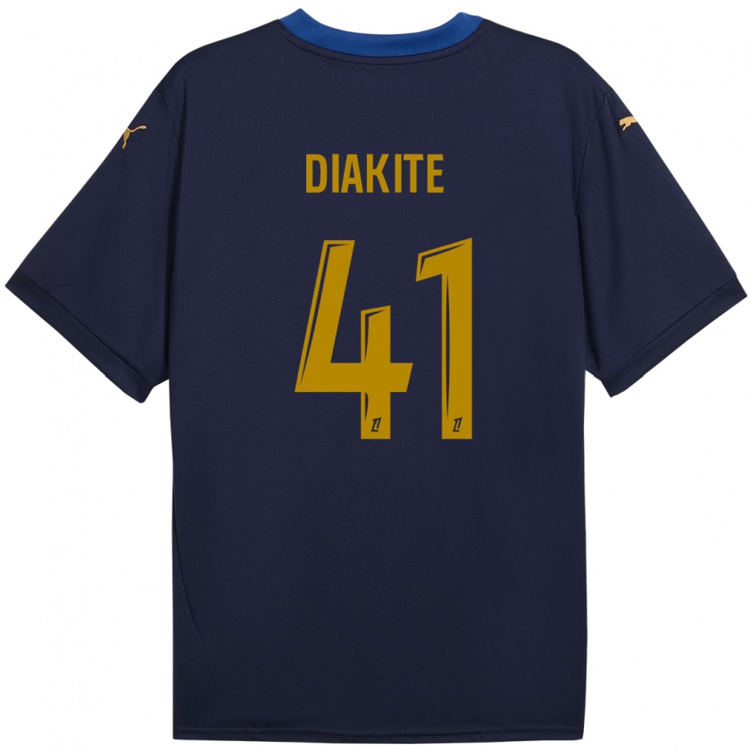 Kandiny Kinderen Ibrahim Diakité #41 Marineblauw Goud Uitshirt Uittenue 2024/25 T-Shirt België