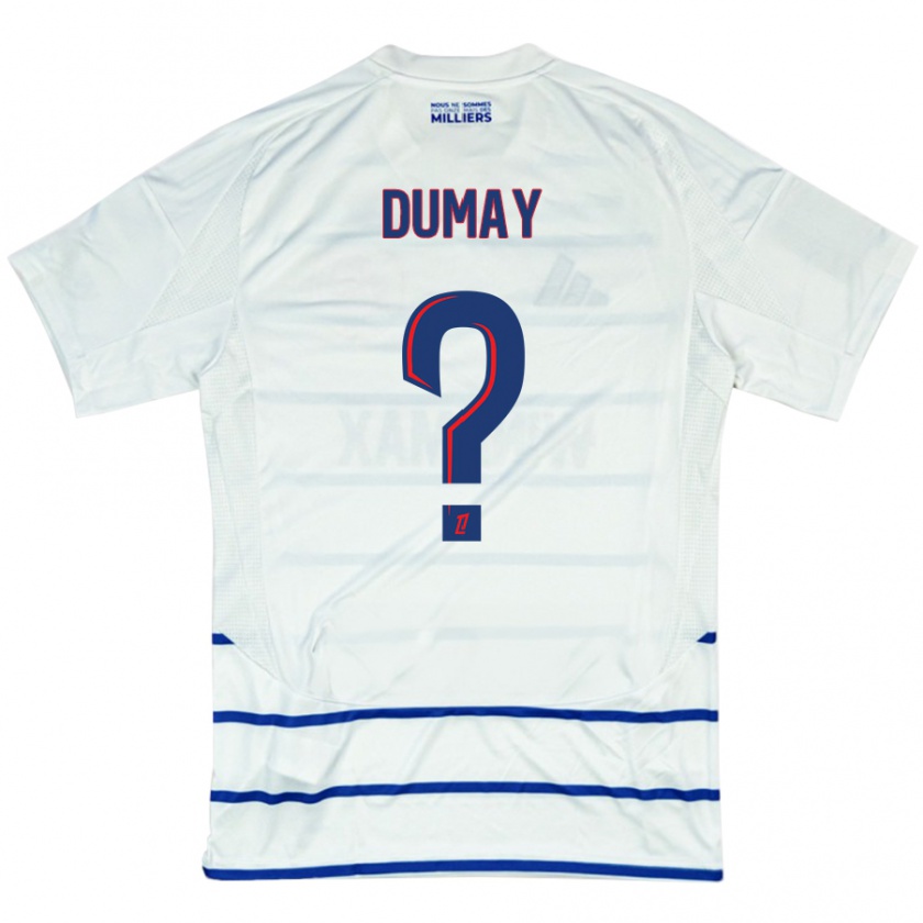 Kandiny Bambino Maglia Yoann Dumay #0 Bianco Blu Kit Gara Away 2024/25 Maglietta