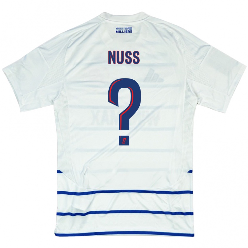 Kandiny Niño Camiseta Antoine Nuss #0 Blanco Azul 2ª Equipación 2024/25 La Camisa México