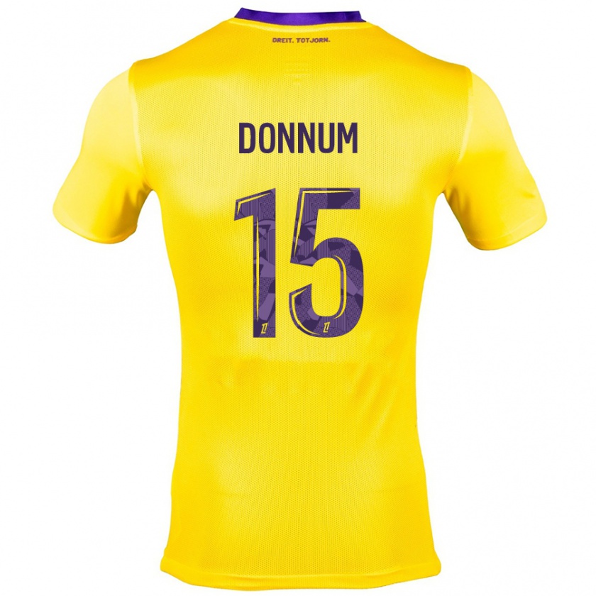 Kandiny Kinderen Aron Dønnum #15 Geel Paars Uitshirt Uittenue 2024/25 T-Shirt