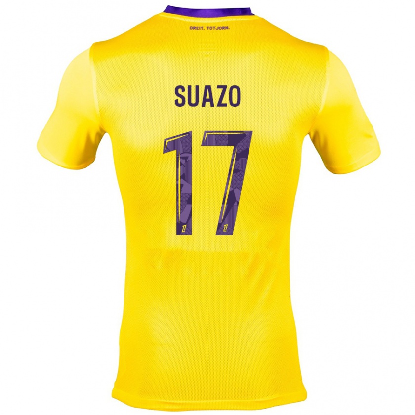 Kandiny Niño Camiseta Gabriel Suazo #17 Amarillo Morado 2ª Equipación 2024/25 La Camisa