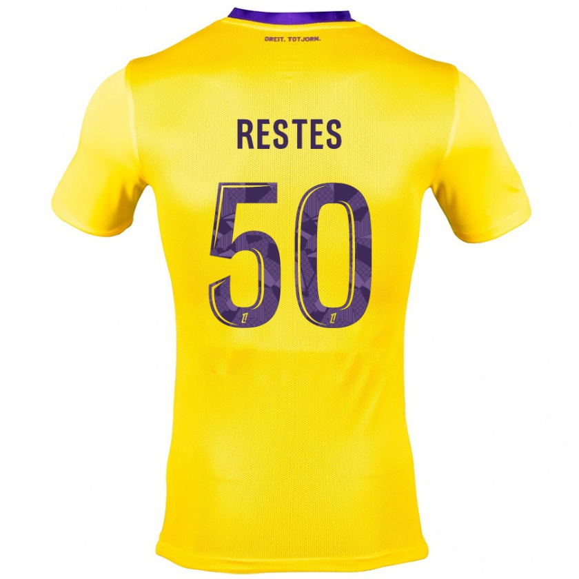 Kandiny Kinder Guillaume Restes #50 Gelb Lila Auswärtstrikot Trikot 2024/25 T-Shirt Österreich