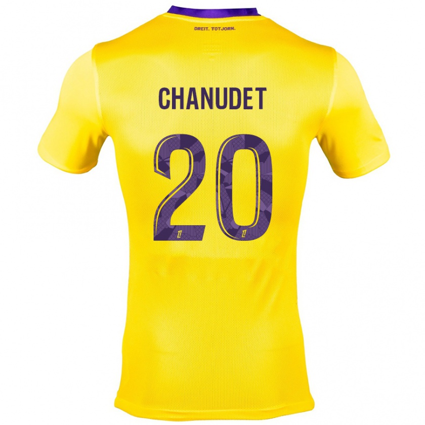 Kandiny Kinder Coralie Chanudet #20 Gelb Lila Auswärtstrikot Trikot 2024/25 T-Shirt Österreich