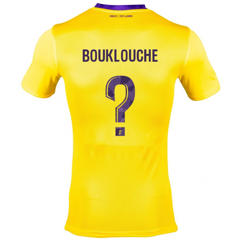 Kandiny Niño Camiseta Kelyan Bouklouche #0 Amarillo Morado 2ª Equipación 2024/25 La Camisa