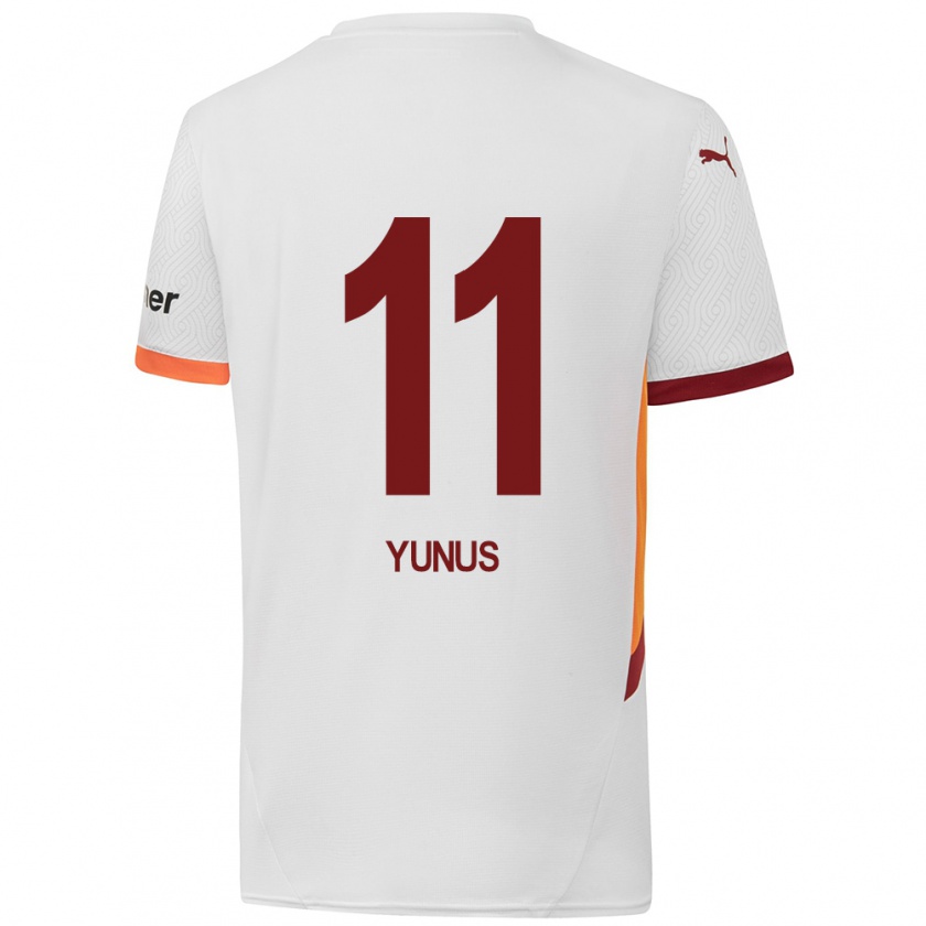 Kandiny Kinderen Yunus Akgün #11 Wit Geel Rood Uitshirt Uittenue 2024/25 T-Shirt