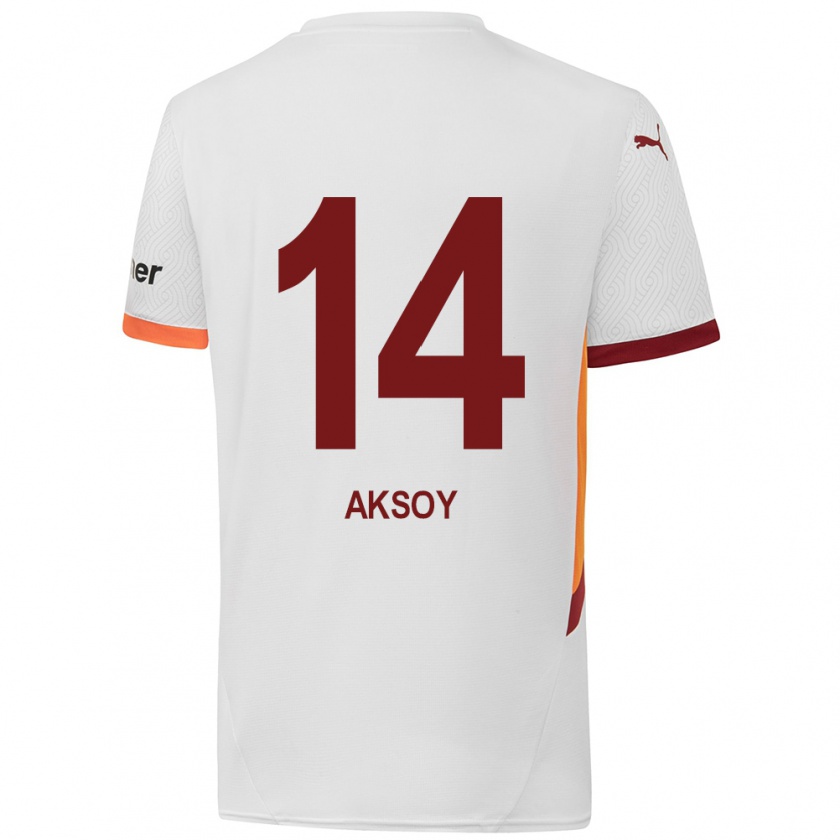 Kandiny Kinderen Berkan Aksoy #14 Wit Geel Rood Uitshirt Uittenue 2024/25 T-Shirt