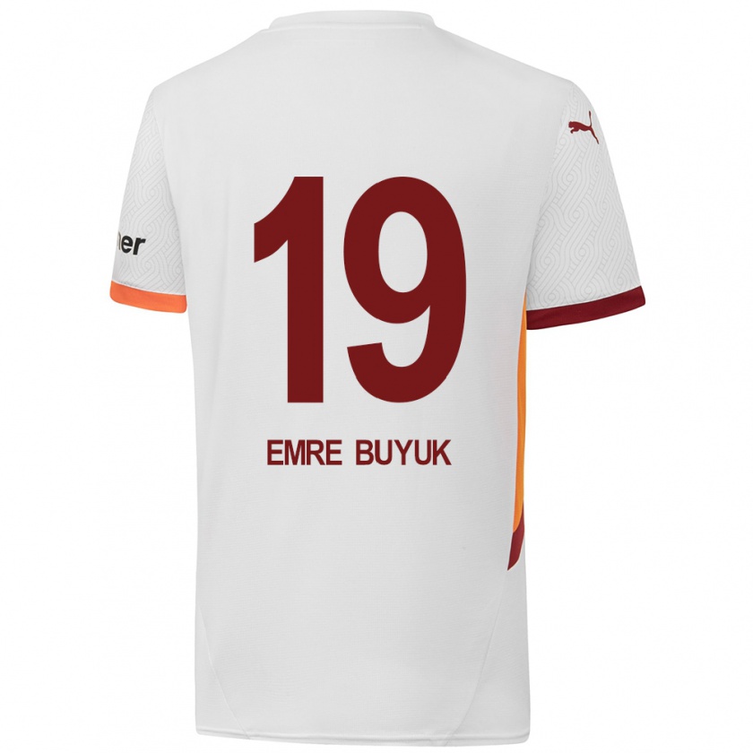 Kandiny Niño Camiseta Enes Emre Büyük #19 Blanco Amarillo Rojo 2ª Equipación 2024/25 La Camisa