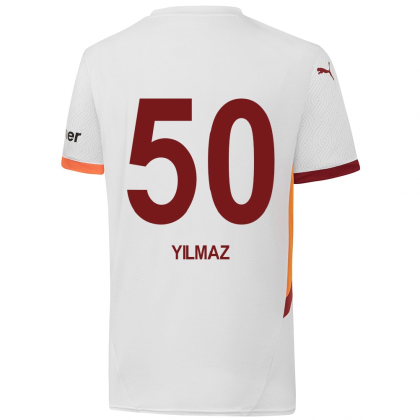 Kandiny Niño Camiseta Jankat Yılmaz #50 Blanco Amarillo Rojo 2ª Equipación 2024/25 La Camisa