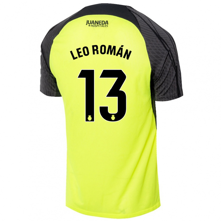 Kandiny Kinder Leo Román #13 Fluoreszierend Grün Schwarz Auswärtstrikot Trikot 2024/25 T-Shirt Österreich