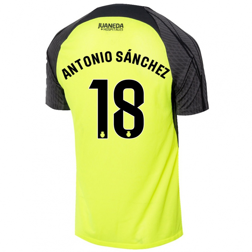 Kandiny Kinderen Antonio Sánchez #18 Fluorescerend Groen Zwart Uitshirt Uittenue 2024/25 T-Shirt