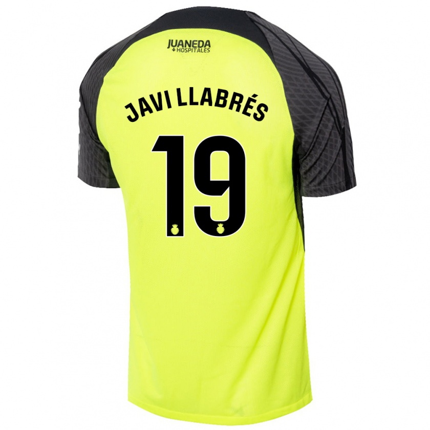 Kandiny Bambino Maglia Javi Llabrés #19 Verde Fluorescente Nero Kit Gara Away 2024/25 Maglietta