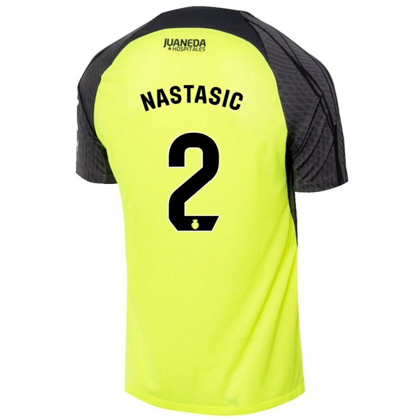 Kandiny Bambino Maglia Matija Nastasic #2 Verde Fluorescente Nero Kit Gara Away 2024/25 Maglietta