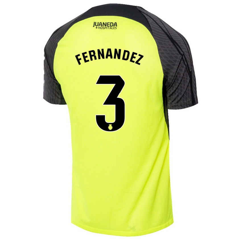 Kandiny Bambino Maglia Marcos Fernández #3 Verde Fluorescente Nero Kit Gara Away 2024/25 Maglietta