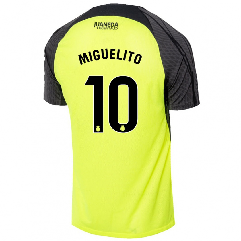 Kandiny Niño Camiseta Miguelito #10 Verde Fluorescente Negro 2ª Equipación 2024/25 La Camisa