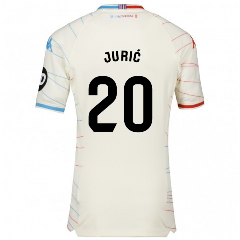 Kandiny Niño Camiseta Stanko Juric #20 Blanco Rojo Azul 2ª Equipación 2024/25 La Camisa