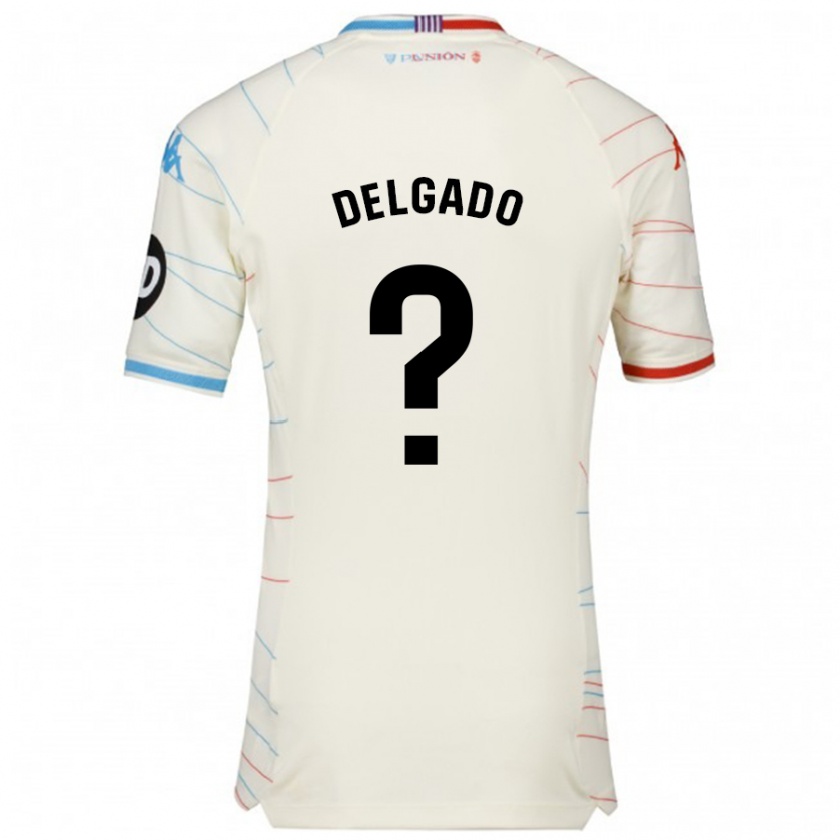 Kandiny Niño Camiseta Jorge Delgado #0 Blanco Rojo Azul 2ª Equipación 2024/25 La Camisa México