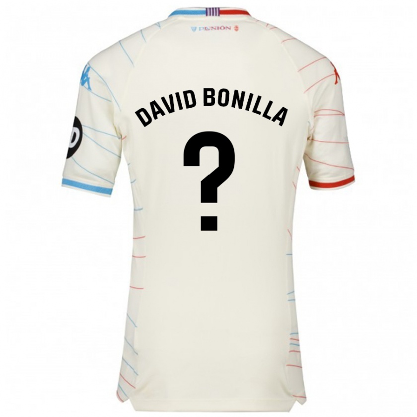 Kandiny Niño Camiseta Juan David Bonilla #0 Blanco Rojo Azul 2ª Equipación 2024/25 La Camisa