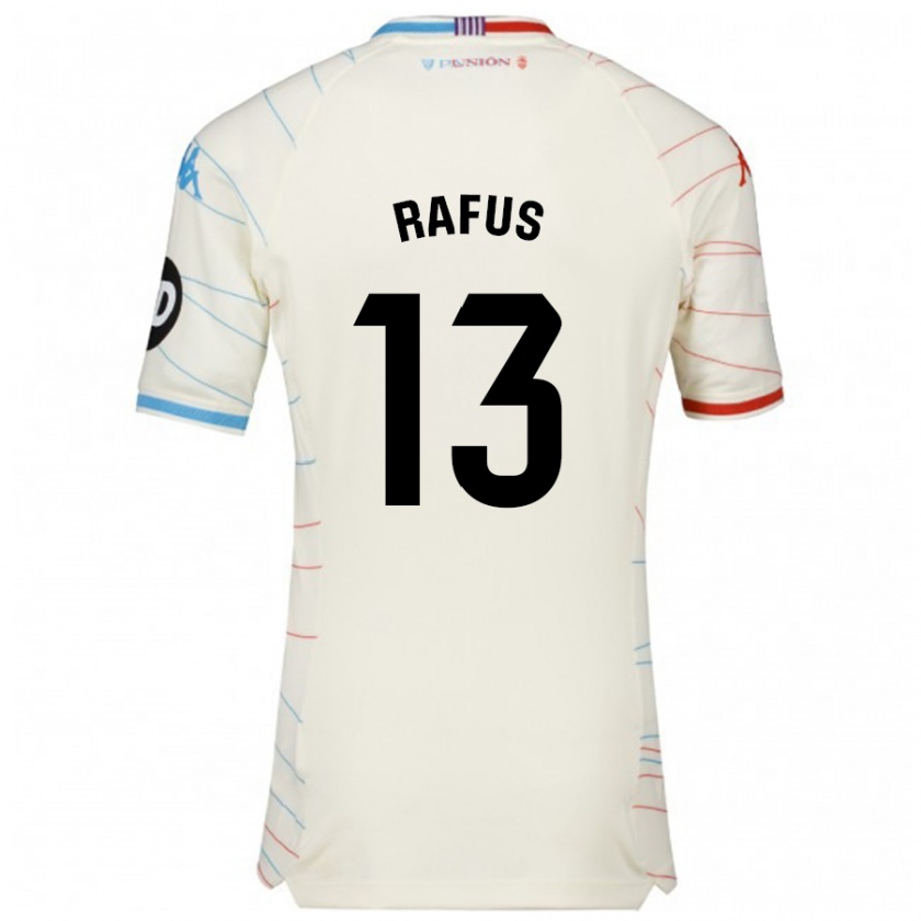 Kandiny Bambino Maglia Arnau Rafús #13 Bianco Rosso Blu Kit Gara Away 2024/25 Maglietta