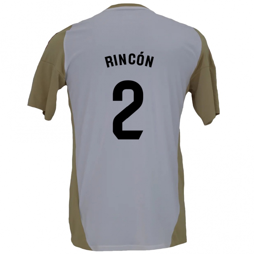 Kandiny Niño Camiseta Hugo Rincón #2 Marrón Blanco 2ª Equipación 2024/25 La Camisa