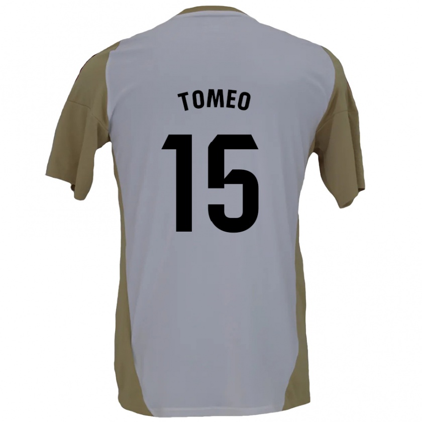 Kandiny Kinderen Pablo Tomeo #15 Bruin Wit Uitshirt Uittenue 2024/25 T-Shirt