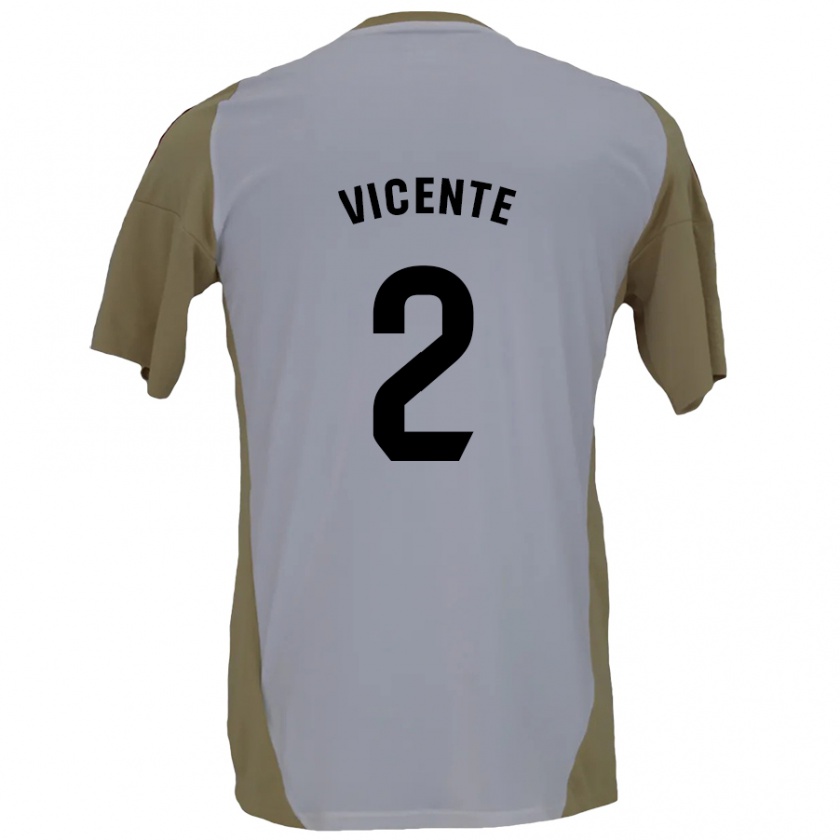 Kandiny Kinderen David Vicente #2 Bruin Wit Uitshirt Uittenue 2024/25 T-Shirt