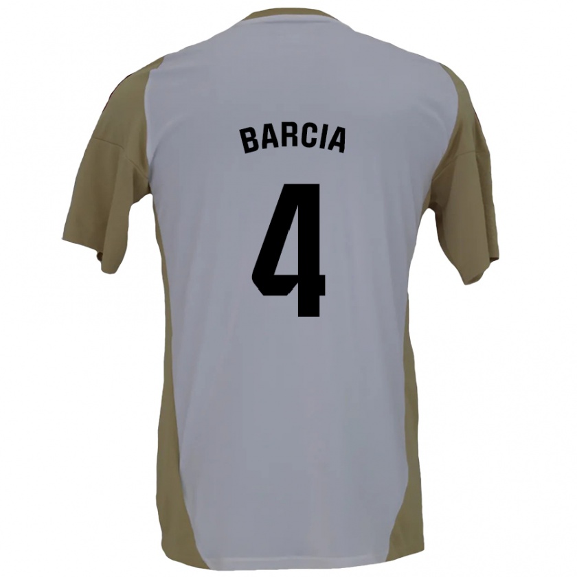 Kandiny Kinderen Sergio Barcia #4 Bruin Wit Uitshirt Uittenue 2024/25 T-Shirt