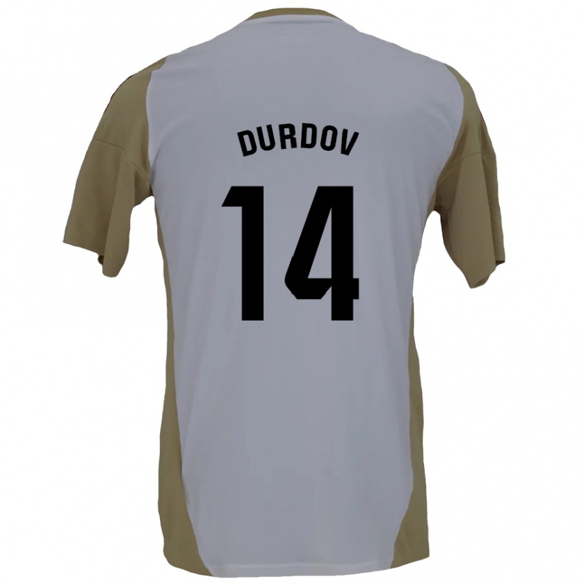 Kandiny Niño Camiseta Ivan Durdov #14 Marrón Blanco 2ª Equipación 2024/25 La Camisa México