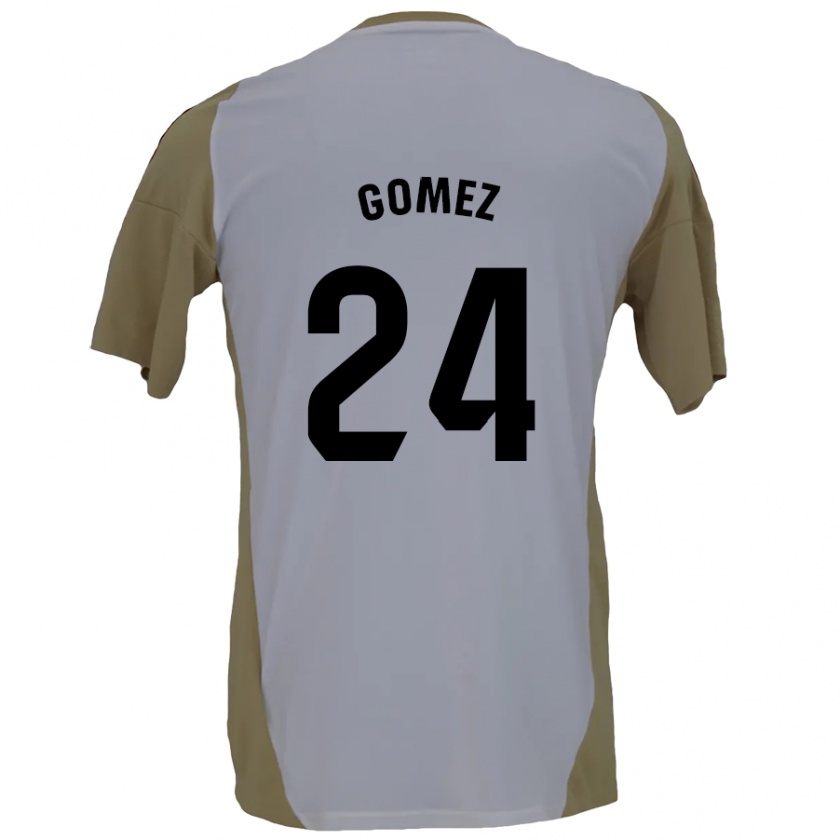 Kandiny Niño Camiseta Jonathan Gómez #24 Marrón Blanco 2ª Equipación 2024/25 La Camisa