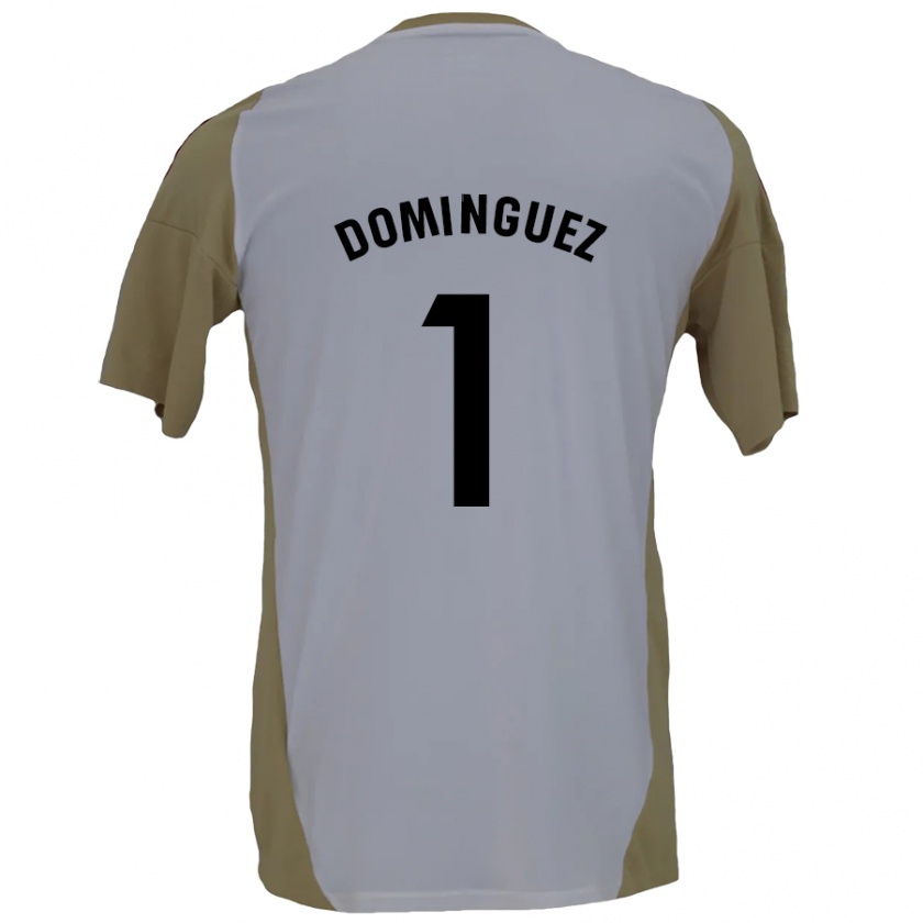 Kandiny Kinderen Iago Domínguez #1 Bruin Wit Uitshirt Uittenue 2024/25 T-Shirt