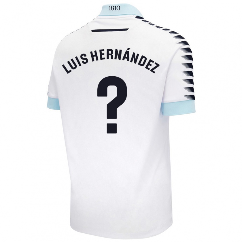 Kandiny Kinderen Luis Hernández #0 Wit Blauw Uitshirt Uittenue 2024/25 T-Shirt