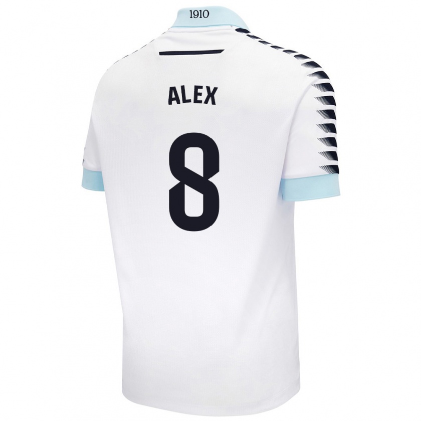 Kandiny Bambino Maglia Álex Fernández #8 Bianco Blu Kit Gara Away 2024/25 Maglietta