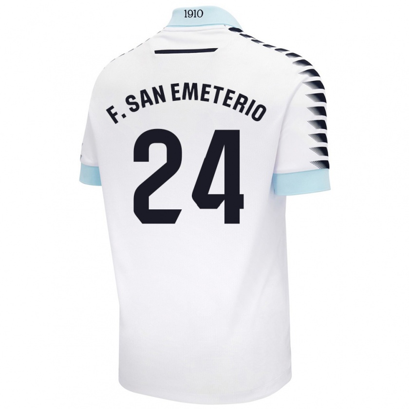 Kandiny Kinderen Fede San Emeterio #24 Wit Blauw Uitshirt Uittenue 2024/25 T-Shirt