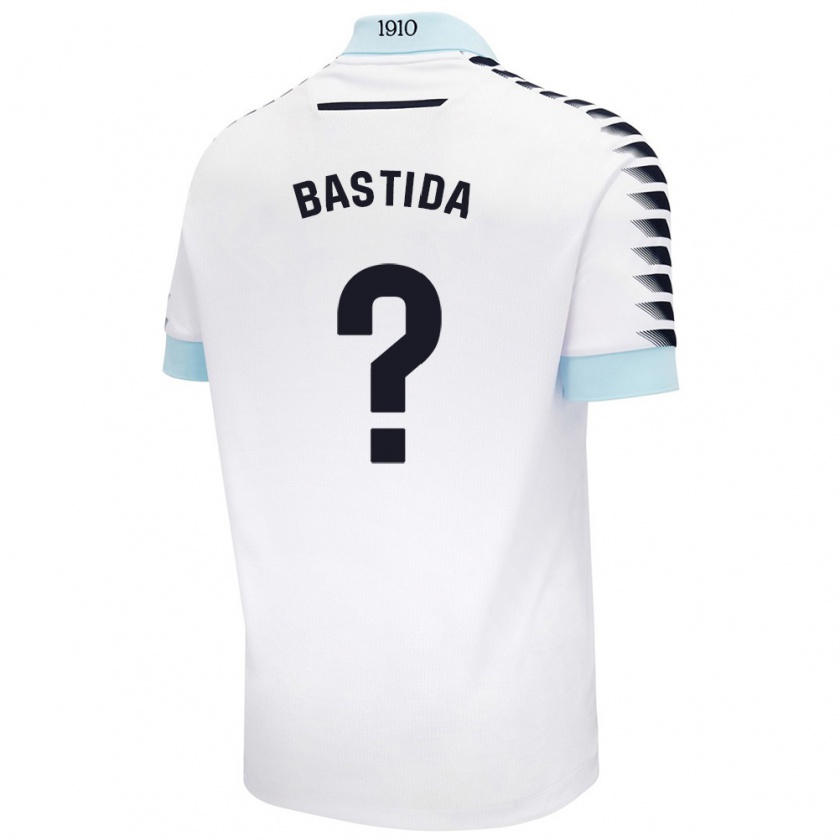 Kandiny Bambino Maglia Álvaro Bastida #0 Bianco Blu Kit Gara Away 2024/25 Maglietta