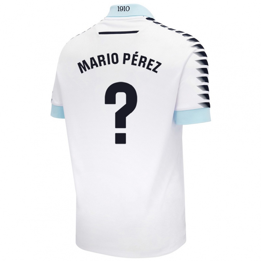 Kandiny Niño Camiseta Mario Pérez #0 Blanco Azul 2ª Equipación 2024/25 La Camisa