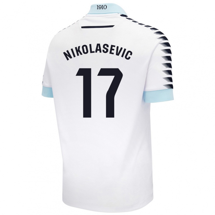 Kandiny Niño Camiseta Mirko Nikolasevic #17 Blanco Azul 2ª Equipación 2024/25 La Camisa México