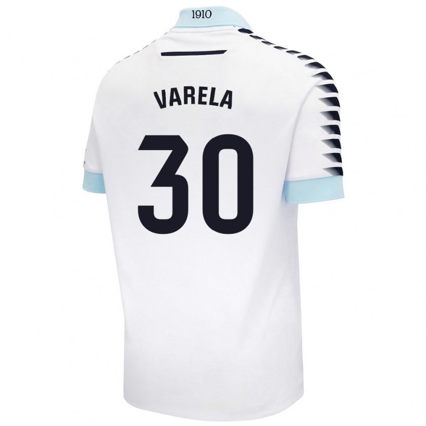 Kandiny Niño Camiseta Brandon Varela #30 Blanco Azul 2ª Equipación 2024/25 La Camisa México