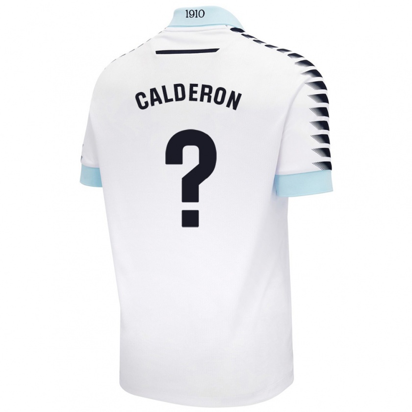 Kandiny Bambino Maglia Martín Calderón #0 Bianco Blu Kit Gara Away 2024/25 Maglietta