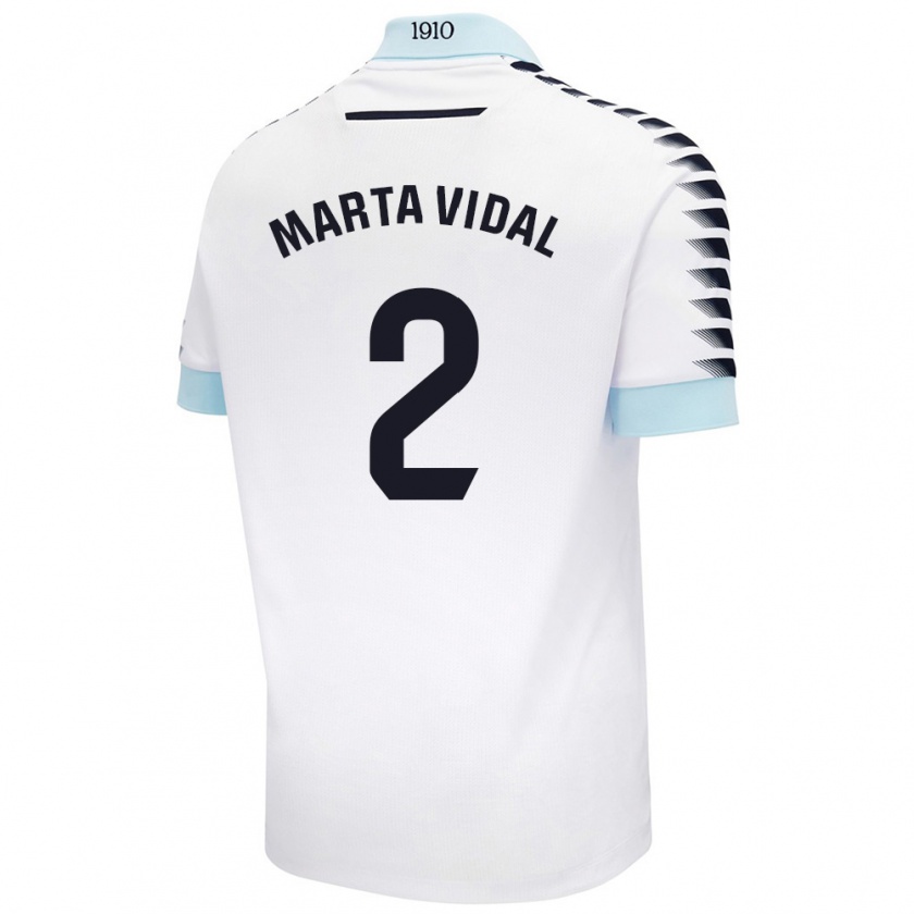 Kandiny Kinderen Marta Vidal Vela #2 Wit Blauw Uitshirt Uittenue 2024/25 T-Shirt