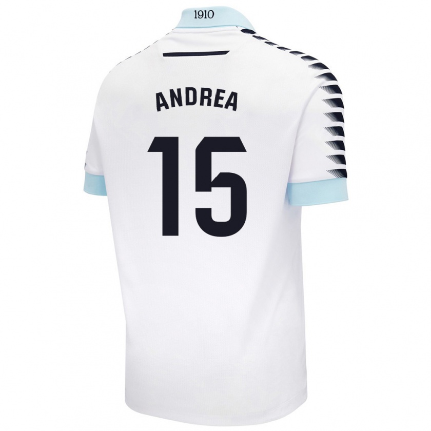 Kandiny Kinderen Andrea Sánchez Moreno #15 Wit Blauw Uitshirt Uittenue 2024/25 T-Shirt