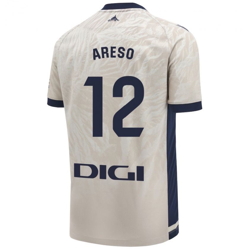 Kandiny Bambino Maglia Jesús Areso #12 Grigio Chiaro Kit Gara Away 2024/25 Maglietta